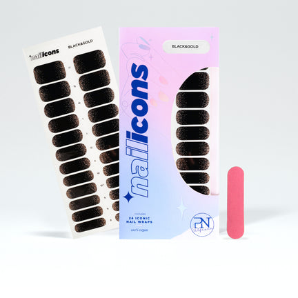 Stickers ongles PN NailIcons Black in Gold 24 pcs