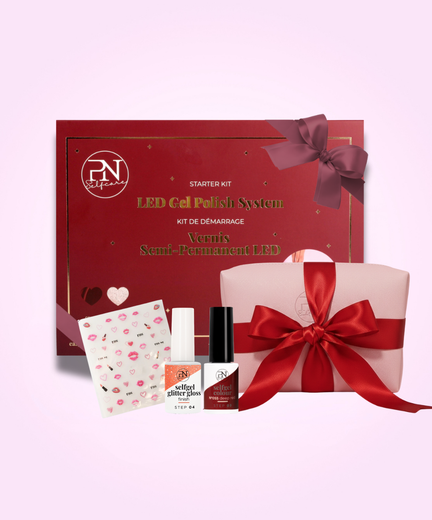 Valentijnsdag Bundel – Gellak Starterkit met Love Nail Stickers, Roze Beauty Bag & Glitter Gloss